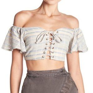 Mustard Seed lace-up, off the shoulder crop top